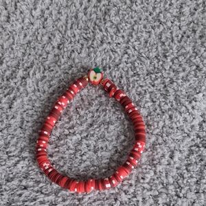 Red Apple Clay Bead Stretch Bracelet